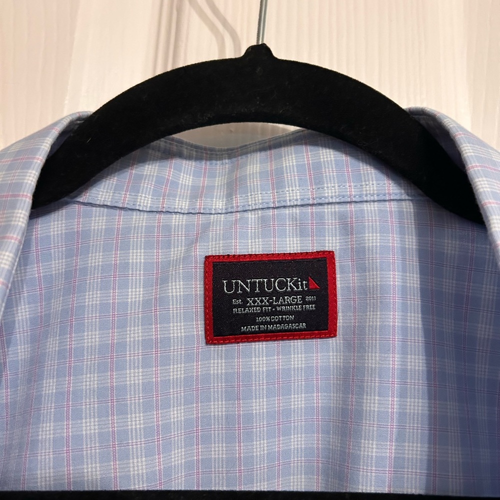 UNTUCKit NWOT Mens XXXL wrinkle-free relaxed fit long sleeve plaid button up - Picture 4 of 11
